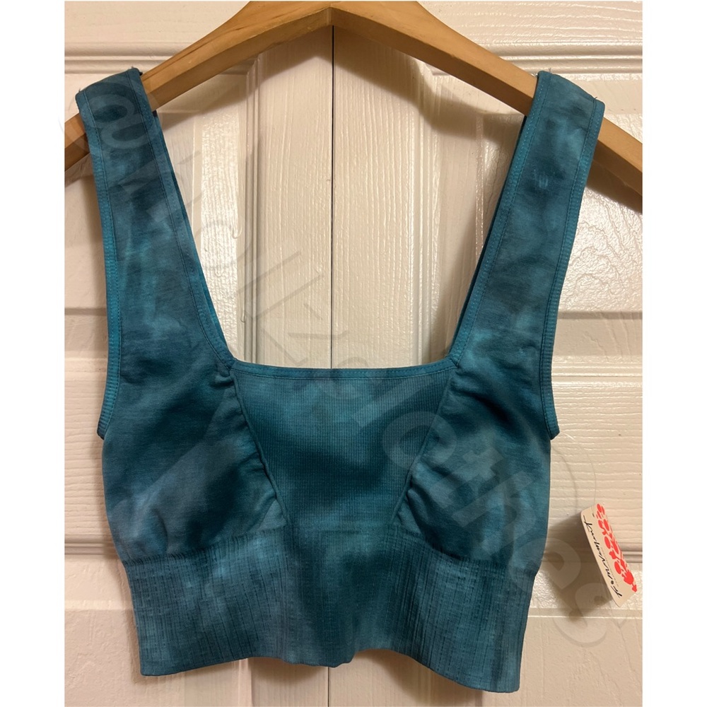 Free People Good Karma Square Neck Tie Dye Bra Blue Peacock - Picture 6 of 10